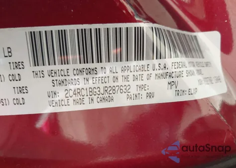 2018 Chrysler Pacifica Touring L z USA, uszkodzony, nr VIN 2C4RC1BG3JR287632